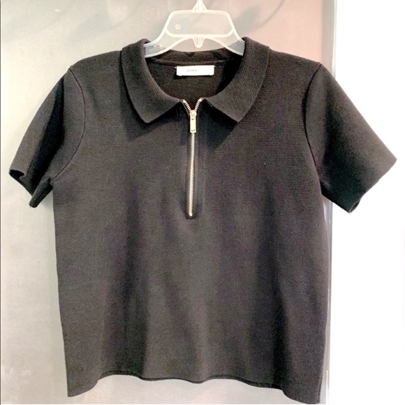 Zara Tops - ZARA Knit | Collar Zip Shirt
